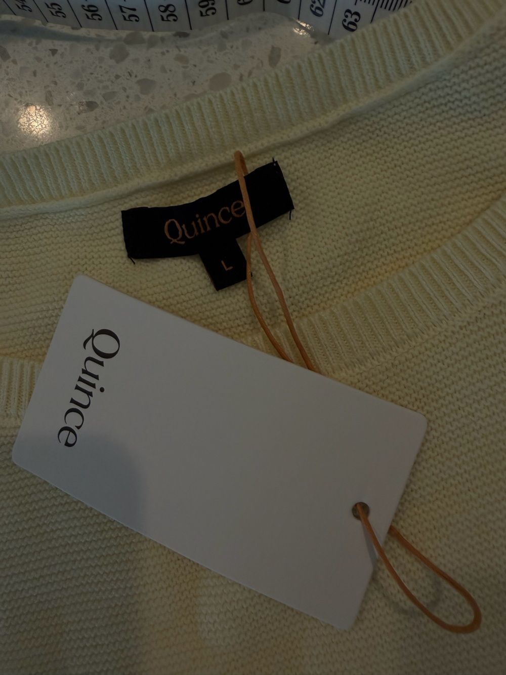 Quince Lightweight Cotton Cashmere Link Stitch Dolman Sweater Custard Yellow L - Picture 7 of 7